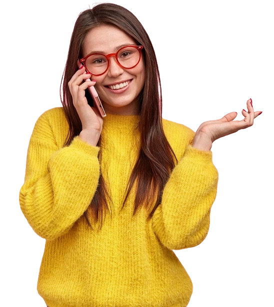 Customer service representative with phone